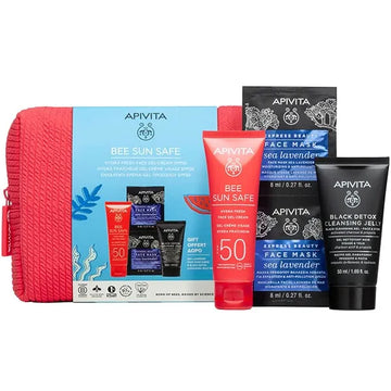 Apivita Bee Sun Safe Hydra Fresh Gift Set – Αντηλιακή Κρέμα Προσώπου SPF50, Μάσκες Προσώπου και Cleansing Jelly σε Νεσεσέρ